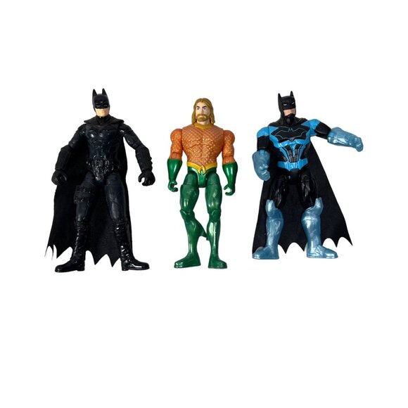 DC Comics Lot of 3 blue black Batman & Aqua man Action Figures Justice League 4" - Picture 2 of 7